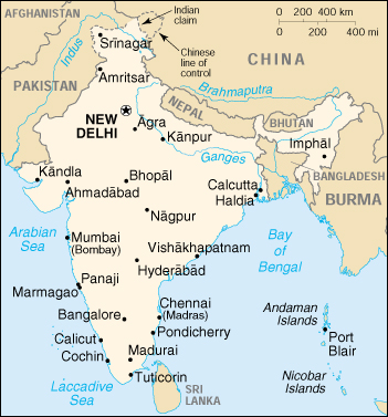 Cartina Geografica India Fisica